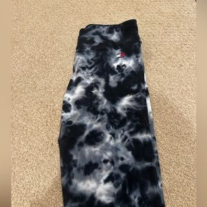 Tommy Hilfiger black gray and white tye dye athletic leggings